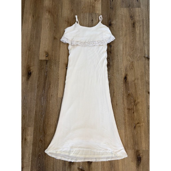 Flying Tomato Dresses & Skirts - Flying Tomato Boho Lace Ruffle Maxi Dress Women M Cream Gauze Cottagecore Boho